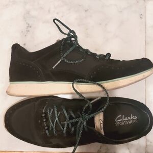 Clarks Black Suede Textile Sneakers 7.5